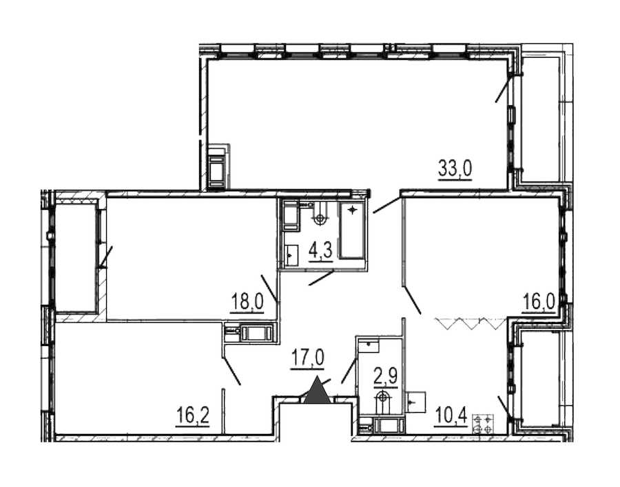 Четырехкомнатная квартира в : площадь 121.8 м2 , этаж: 10 – купить в Санкт-Петербурге
